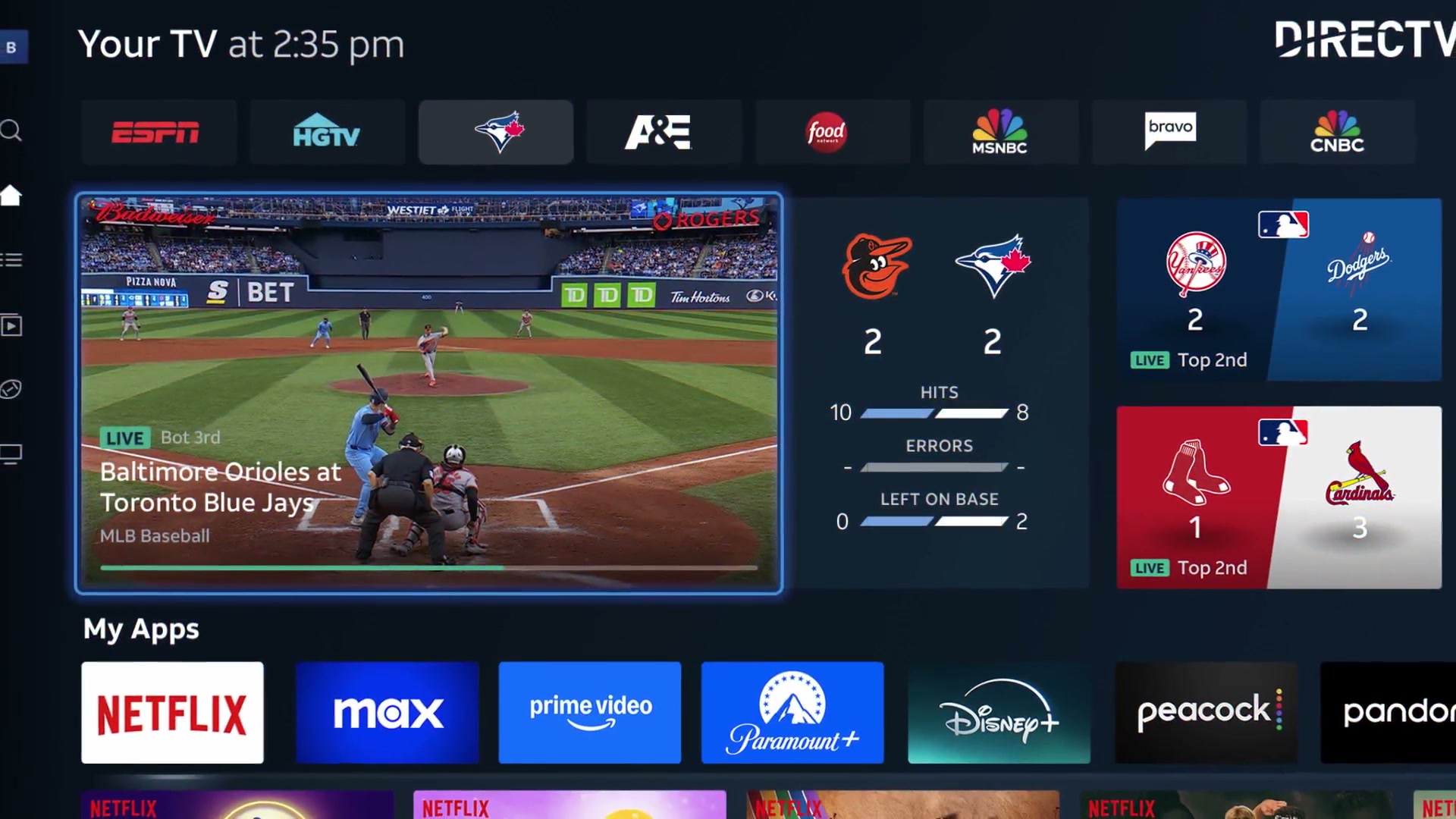 DIRECTV Gemini streaming device with live TV guide on screen